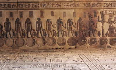 Beautiful ceiling drawings in Khnum Temple in Esna in Luxor