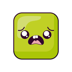 sad square kawaii cartoon vector design