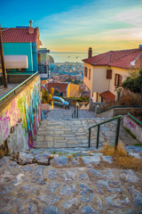 street in Old town Thessaloniki Greece