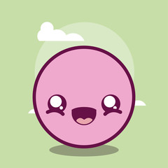 happy kawaii circle cartoon vector design