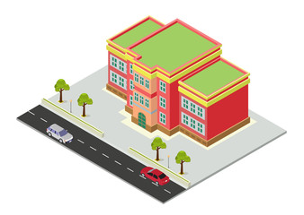 vector isometric school building