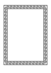 Black rectangular frame in Greek style, pattern with meander motif, sample invitation, flyer, booklet, web page, in classic style, vector illustration