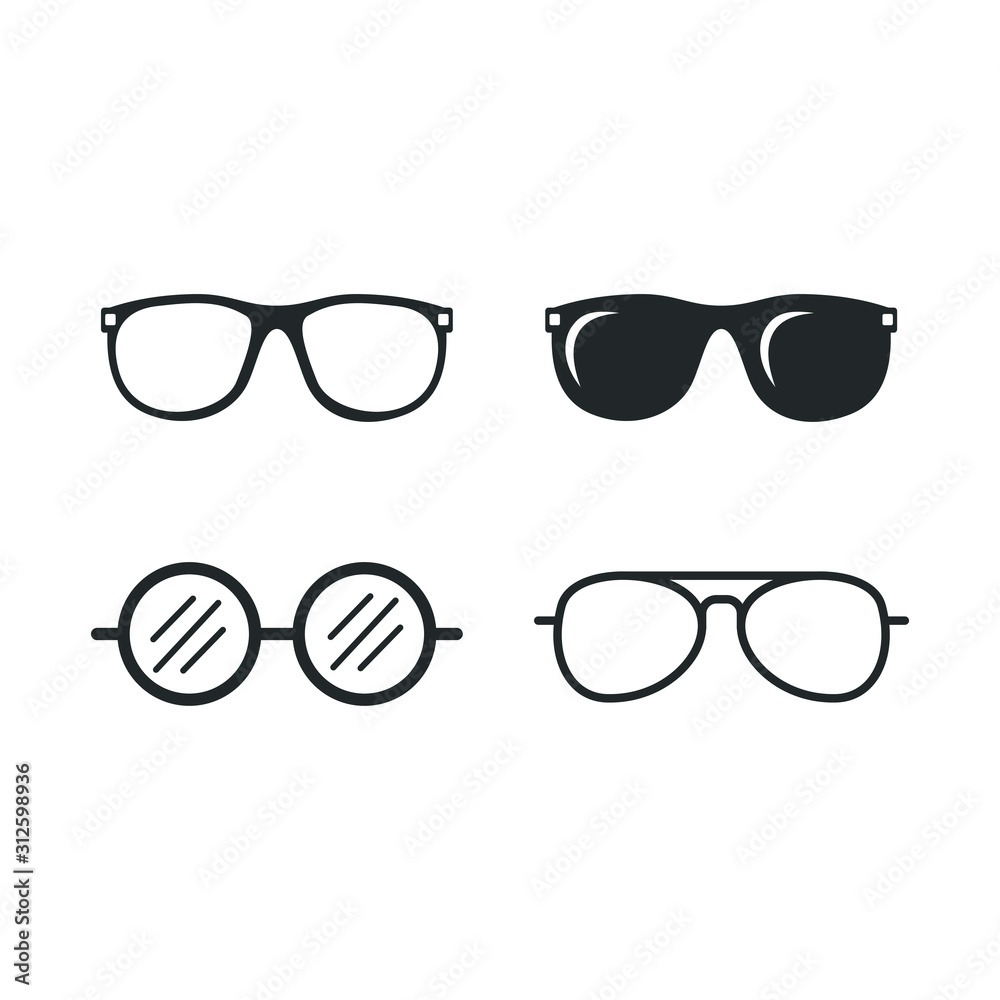Poster glasses black silhouette icon template color editable. glasses symbol vector sign isolated on white 