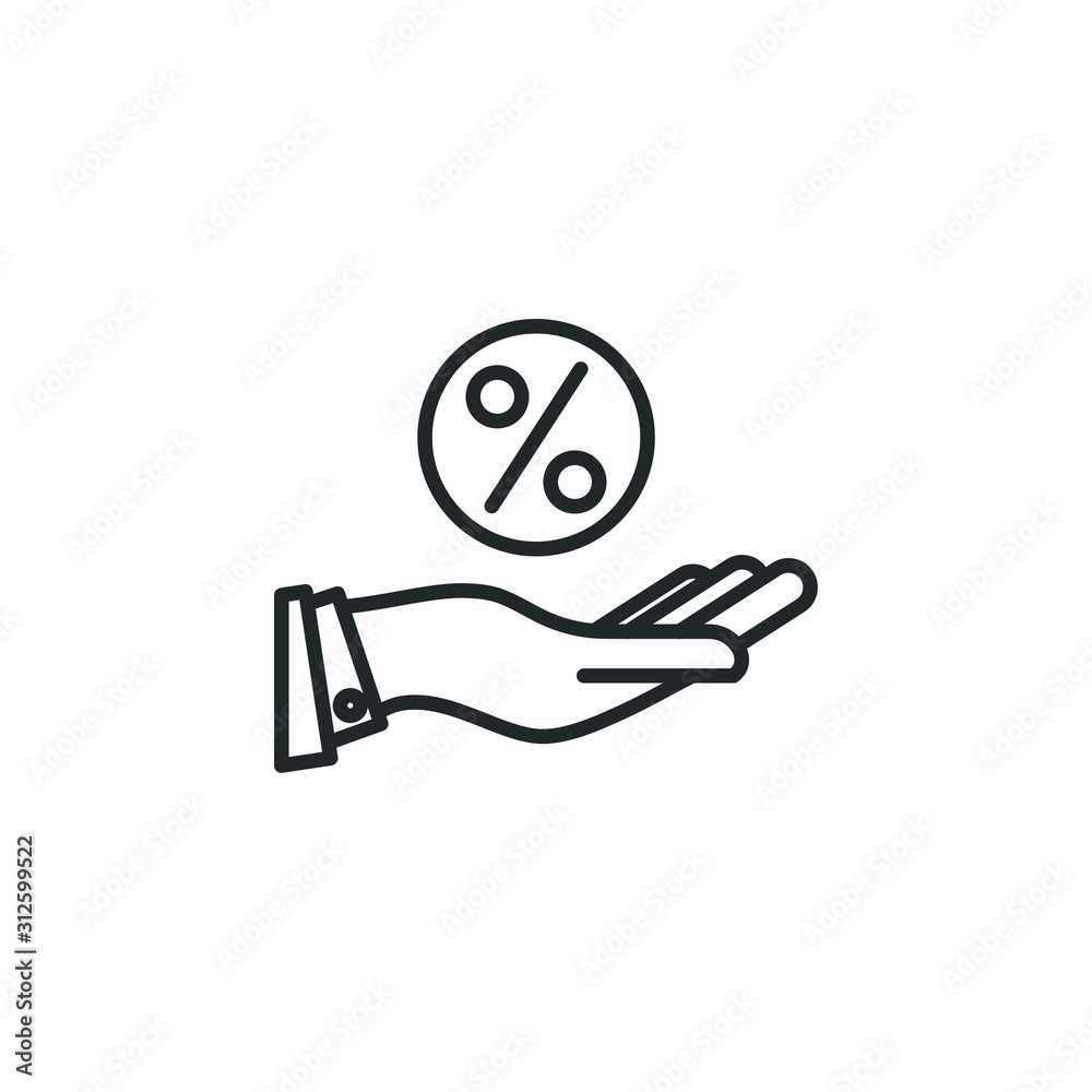 Poster pictograph of percentage on hand icon template color editable. percentage on hand symbol vector sign