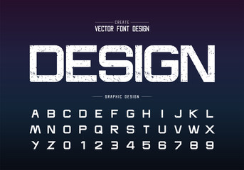 Texture font and alphabet vector, Rough design typeface letter and number