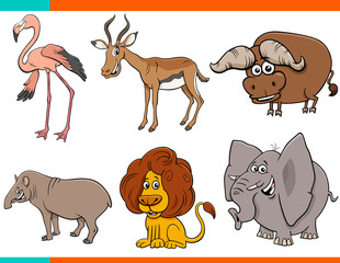 set of cartoon wild animals comic characters