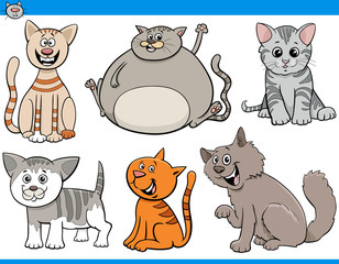 funny cartoon cats and kittens characters set