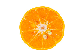 Fototapeta na wymiar Orange half on isolated white background with clipping path