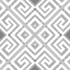 Geometric light elegant greek vector seamless pattern. Ornamental geometric ethnic background. Abstract trendy patterned backdrop. Tribal modern symmetrical greek key meanders ornament with shapes