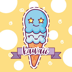 Kawaii ice cream cartoon vector design