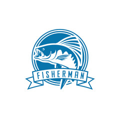Fishing vector design logo template