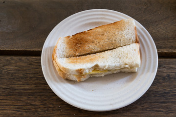 Toast bread with butter kaya, popular breakfast among Malaysian