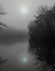 Fototapeta premium sun reflection in lake Maury