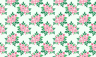 Beautiful flower pattern for valentine, with leaf and flower modern drawing.