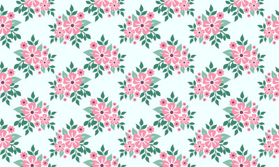 Beautiful flower pattern for valentine, with leaf and flower modern drawing.