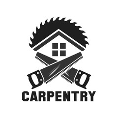Carpentry, woodworking retro vintage logo design