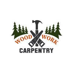Carpentry, woodworking retro vintage logo design