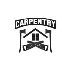 Carpentry, woodworking retro vintage logo design