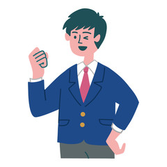 学生　男の子　拳を握っている