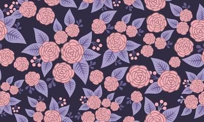 Beautiful pink flower for valentine, with elegant leaf and floral pattern decor.