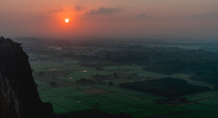 beautiful sunset view at khao khooha new landmark of songkhla, thailand