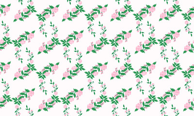 Seamless valentine floral pattern background, with leaf and cute floral drawing.