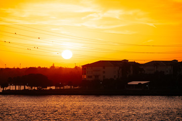 The beautiful sun rise of peace river in Florida