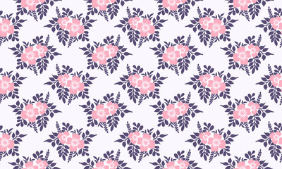 Cute floral pattern background for valentine, with unique drawing of leaf and floral.