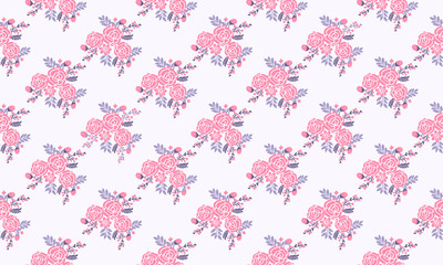 Romantic pink flower for valentine, with modern leaf and floral pattern decor.