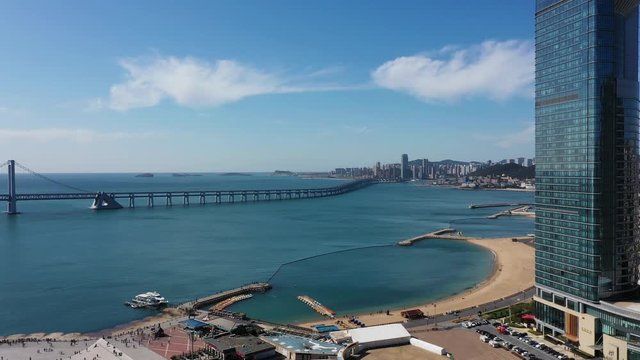 city skyline with bridge in dalian china