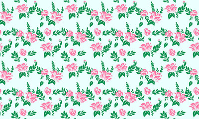 Valentine floral pattern background, with unique leaf and cute floral drawing.