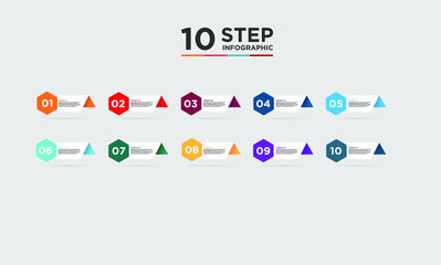 Fototapeta na wymiar 10 step infographic element. Business concept with ten options and number, steps or processes. data visualization. Vector illustration.