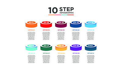 10 step infographic element. Business concept with ten options and number, steps or processes. data visualization. Vector illustration.