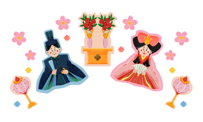 ひな祭り　男雛と女雛のひな人形