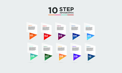 10 step infographic element. Business concept with ten options and number, steps or processes. data visualization. Vector illustration.