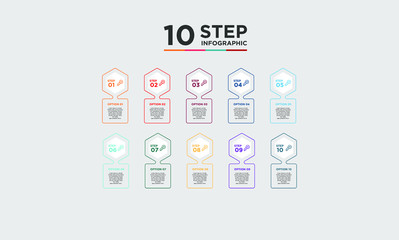 10 step infographic element. Business concept with ten options and number, steps or processes. data visualization. Vector illustration.