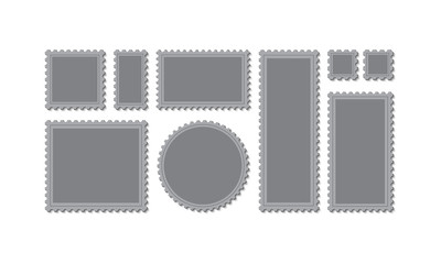 Blank postage stamps frames on background. Vector illustration.