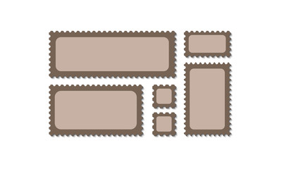 Blank postage stamps frames on background. Vector illustration.