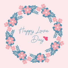 Unique pattern shape leaf and flower, for happy love day greeting card wallpaper design. Vector