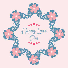 Beautiful Crowd of leaf and floral frame, with elegant pink background, for happy love day invitation card design. Vector