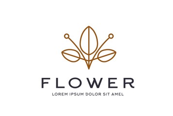 Abstract premium gold linear leaf icon design vector graphics