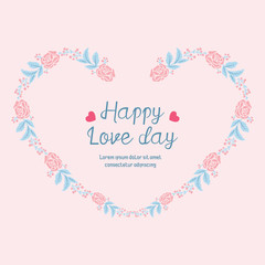 Elegant Pattern of leaf and flower frame, for happy love day greeting card design. Vector