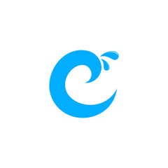 letter c swirl water splash design logo vector
