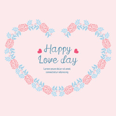Leaf and flower seamless design frame, for happy love day greeting card design. Vector