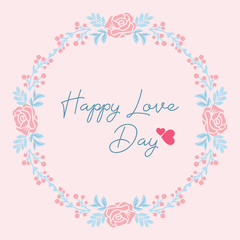 Leaf and flower seamless design frame, for happy love day greeting card design. Vector