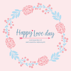 Romantic decorative of leaf and flower frame, for elegant happy love day invitation card template design. Vector