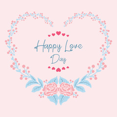 Elegant and beautiful wreath frame, for happy love day greeting card design. Vector
