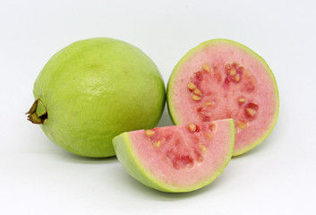 Delicious guava fruit on white background