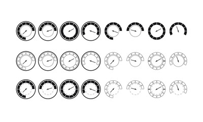 Speedometers icons set. Energy meter icon, Vector illustration
