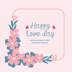 Fototapeta na wymiar Simple shape Pattern of leaf and floral frame, for happy love day greeting card template design. Vector